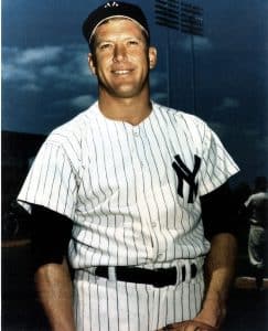 New York Yankees center fielder and first baseman Mickey Mantle
