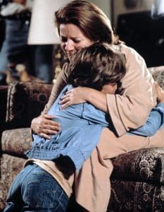 PLEASE DON'T HIT ME MOM, Patty Duke comforting her son, Sean Astin