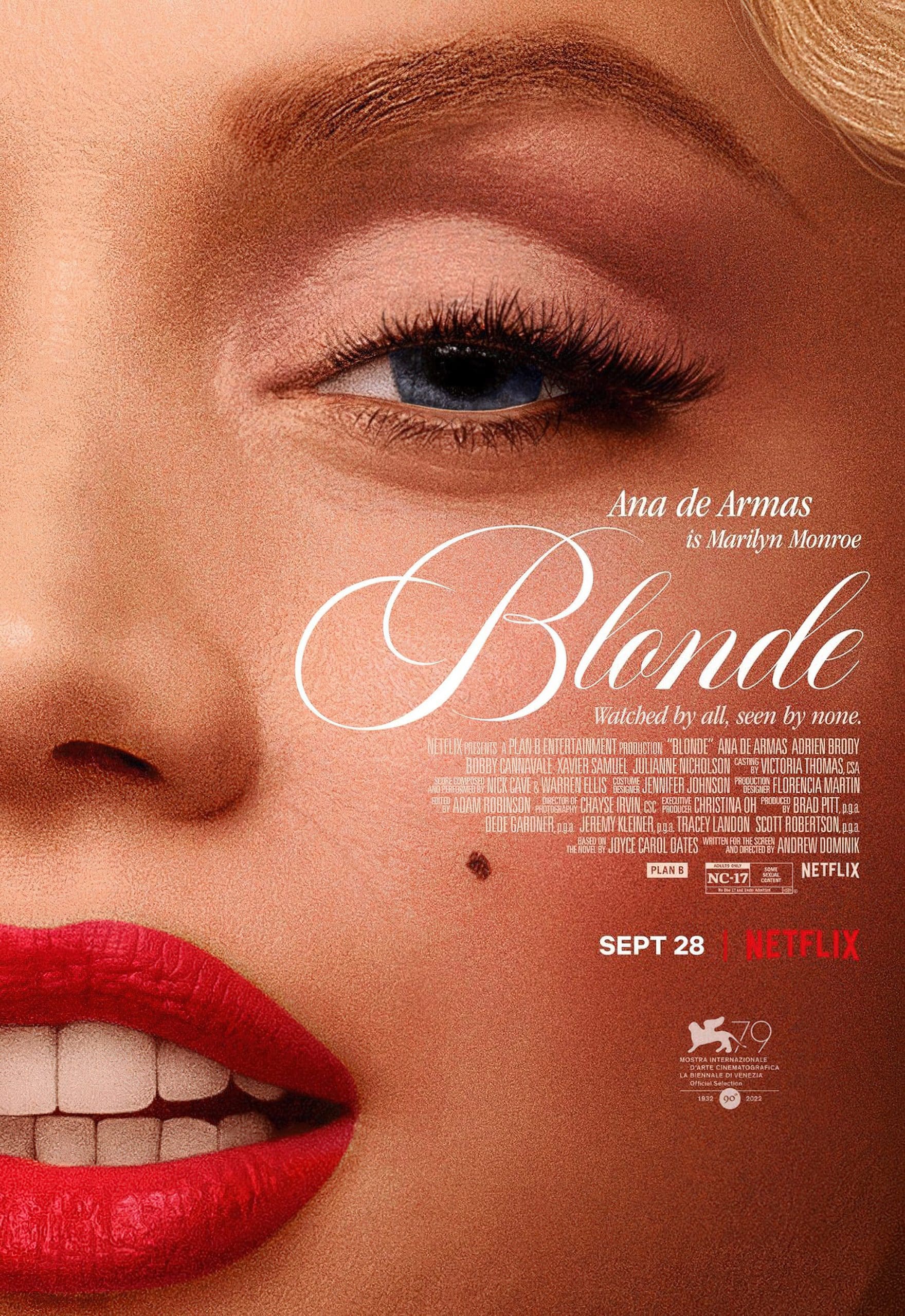BLONDE, US poster, Ana de Armas as Marilyn Monroe, 2022