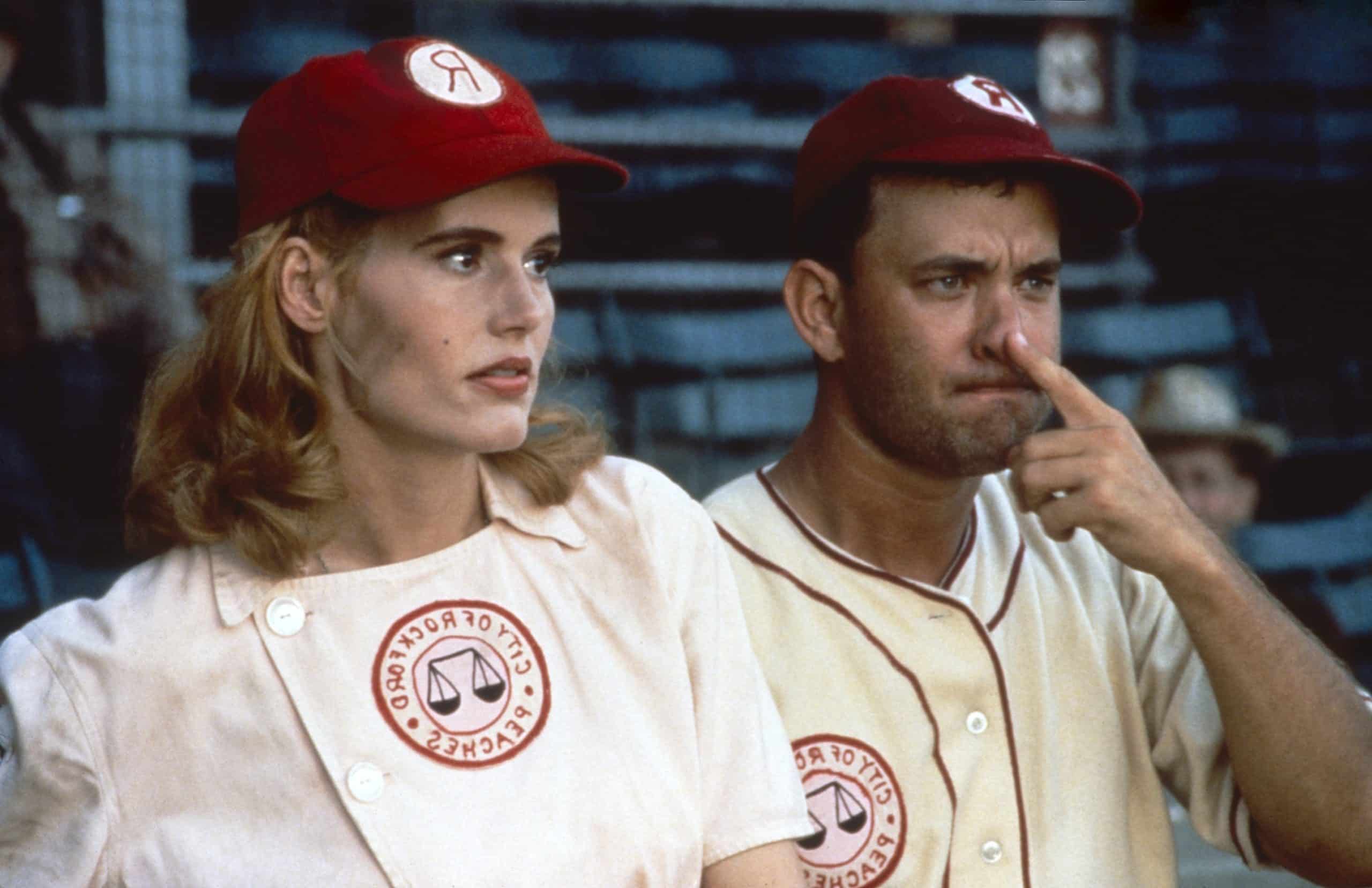 A LEAGUE OF THEIR OWN, from left: Geena Davis, Tom Hanks, 1992