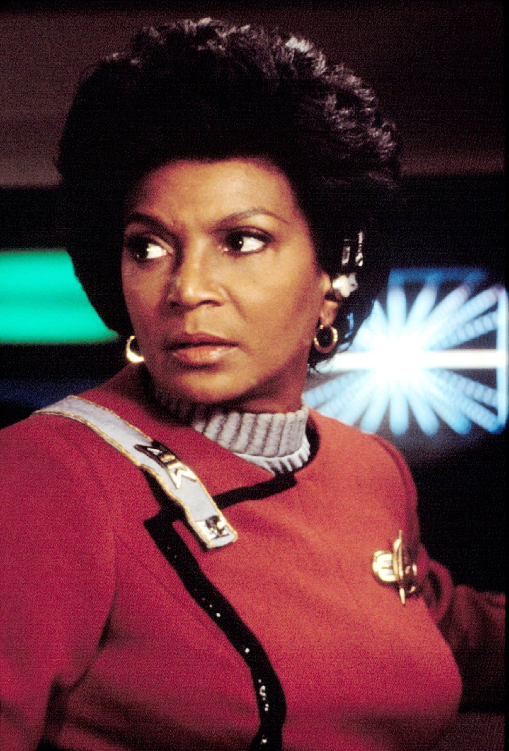 STAR TREK II: THE WRATH OF KHAN, Nichelle Nichols, wearing her communications ear piece, 1982