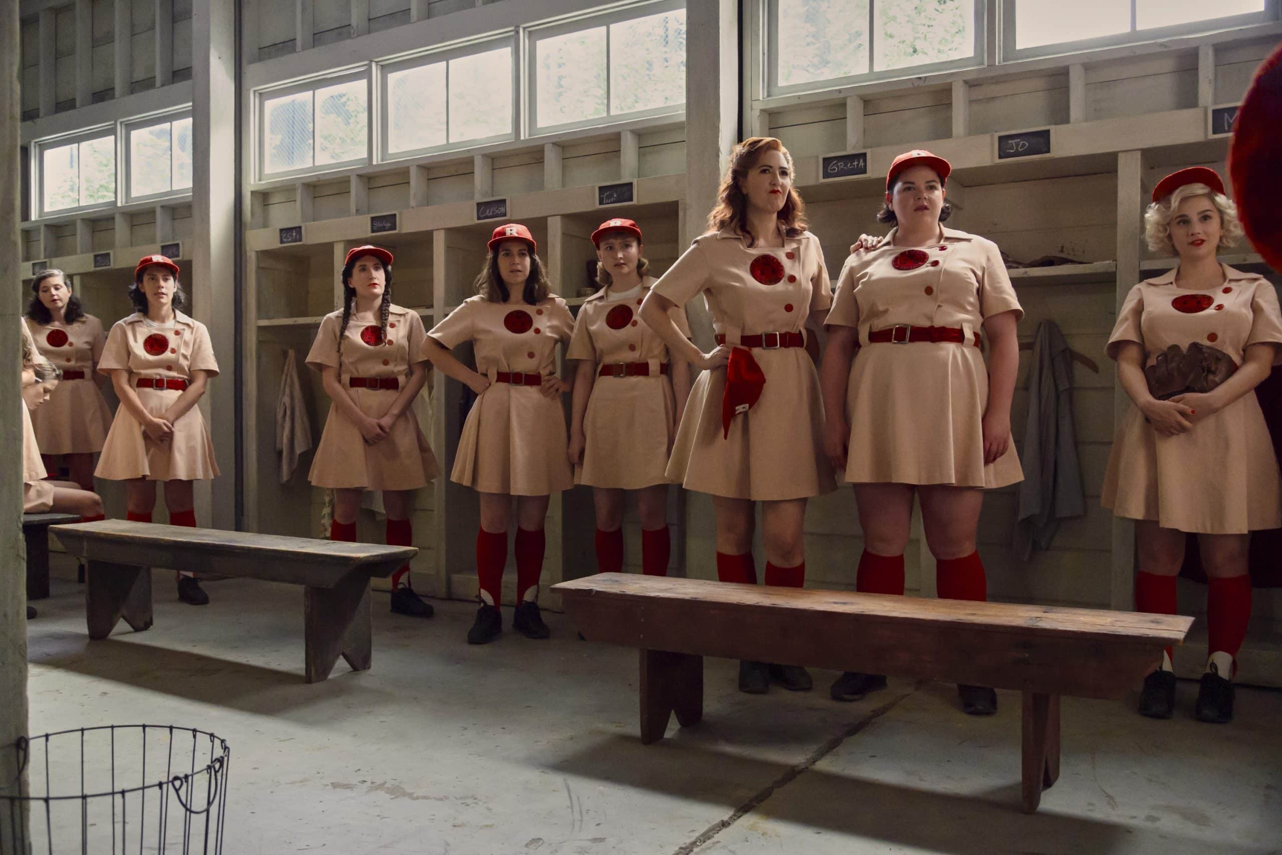 A LEAGUE OF THEIR OWN, Abbi Jacobson (5th from right), D'Arcy Carden (3rd from right), Batter Up', (Season 1, ep. 101, aired Aug. 12, 2022).