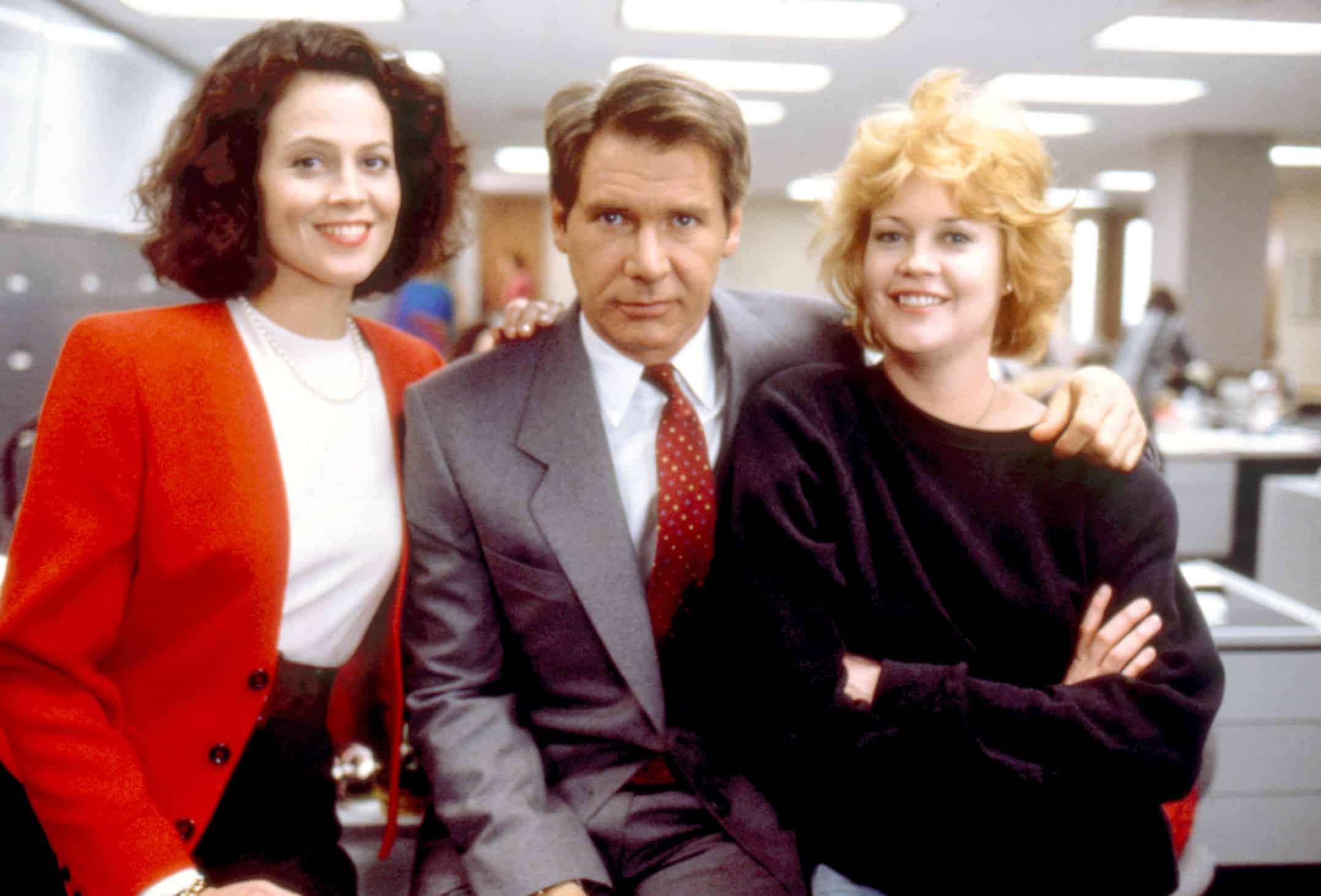 WORKING GIRL, Sigourney Weaver, Harrison Ford, Melanie Griffith, 1988