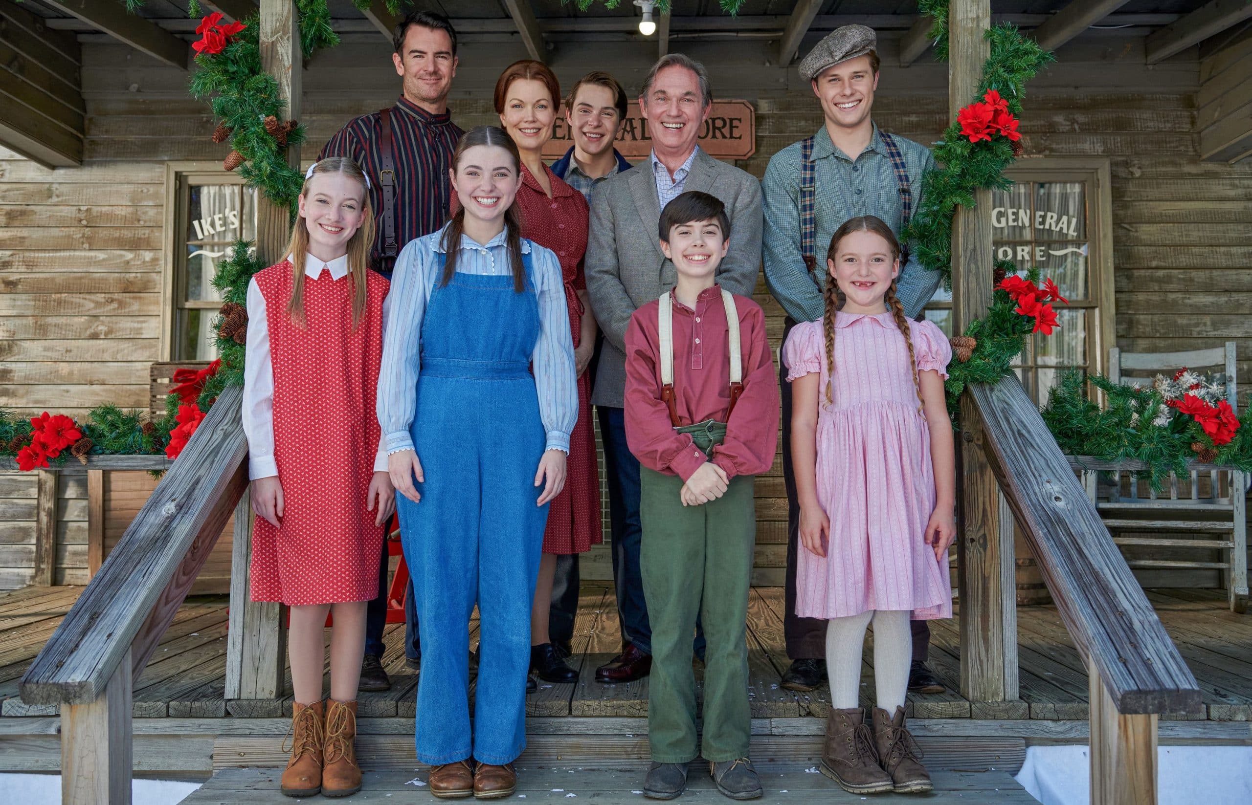 The new cast of 'The Waltons' with Richard Thomas as narrator