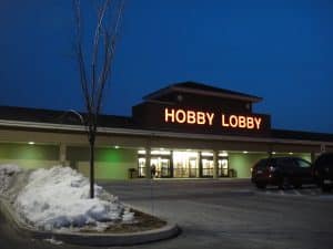 Hobby Lobby sells a variety of decorating and crafting goods