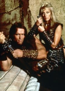 CONAN THE BARBARIAN, from left: Arnold Schwarzenegger, Sandahl Bergman