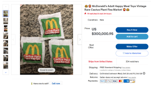 Toys from the limited-edition adult Happy Meals collaboration are popping up on eBay with price tags in the thousands