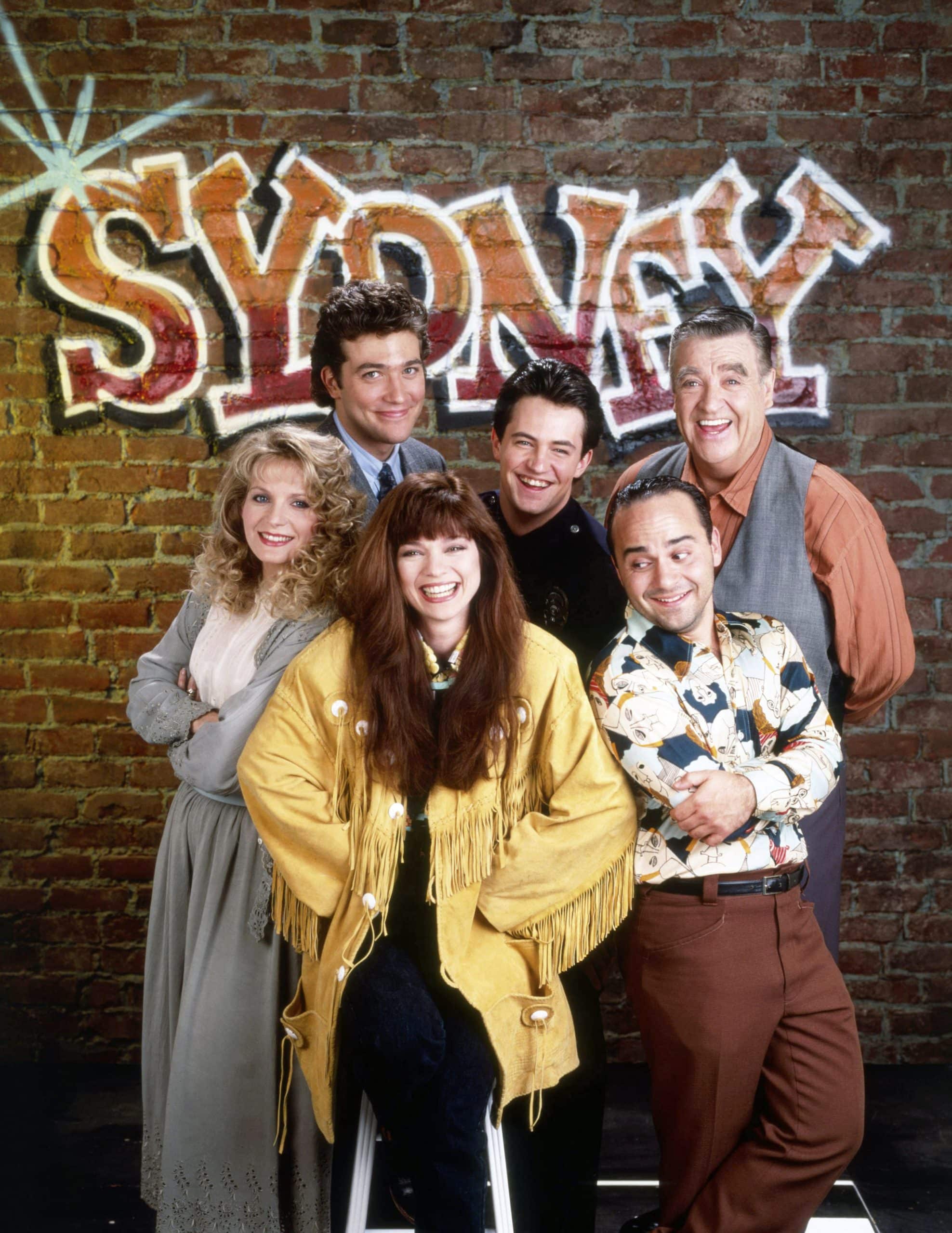 SYDNEY, front from left: Rebeccah Bush, Valerie Bertinelli, Perry Anzilotti, rear from left: Craig Bierko, Matthew Perry, Barney Martin, 1990