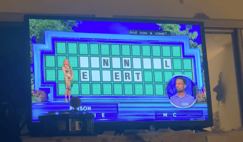 Ashwin tries to guess his answer on Wheel of Fortune