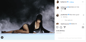 Kylie Jenner shares a photo channeling Elvira, mistress of darkness