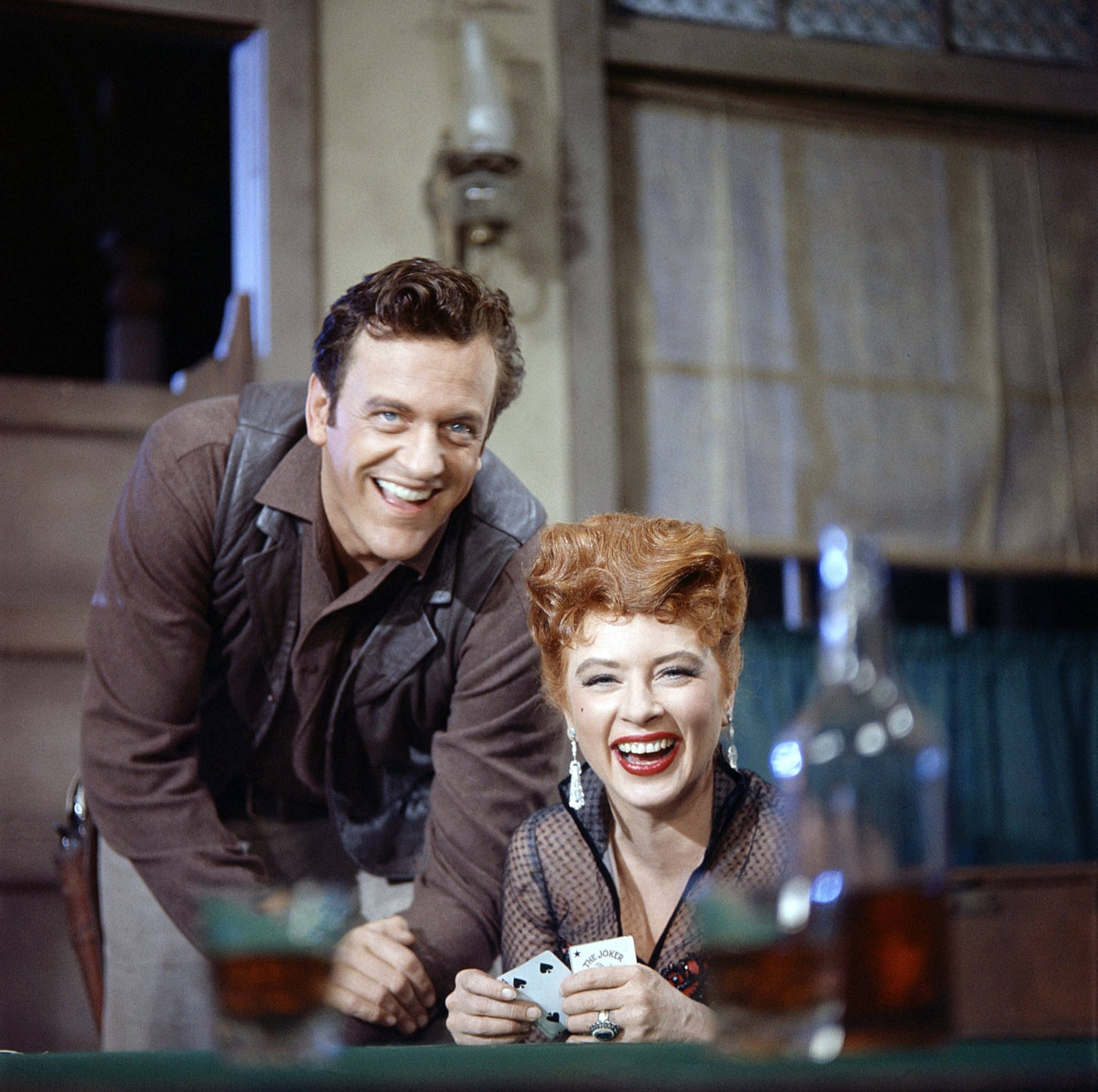 GUNSMOKE, from left: James Arness, Amanda Blake, 1955-1975