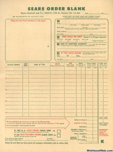 A blank order form for a 1948 Sears Christmas catalog