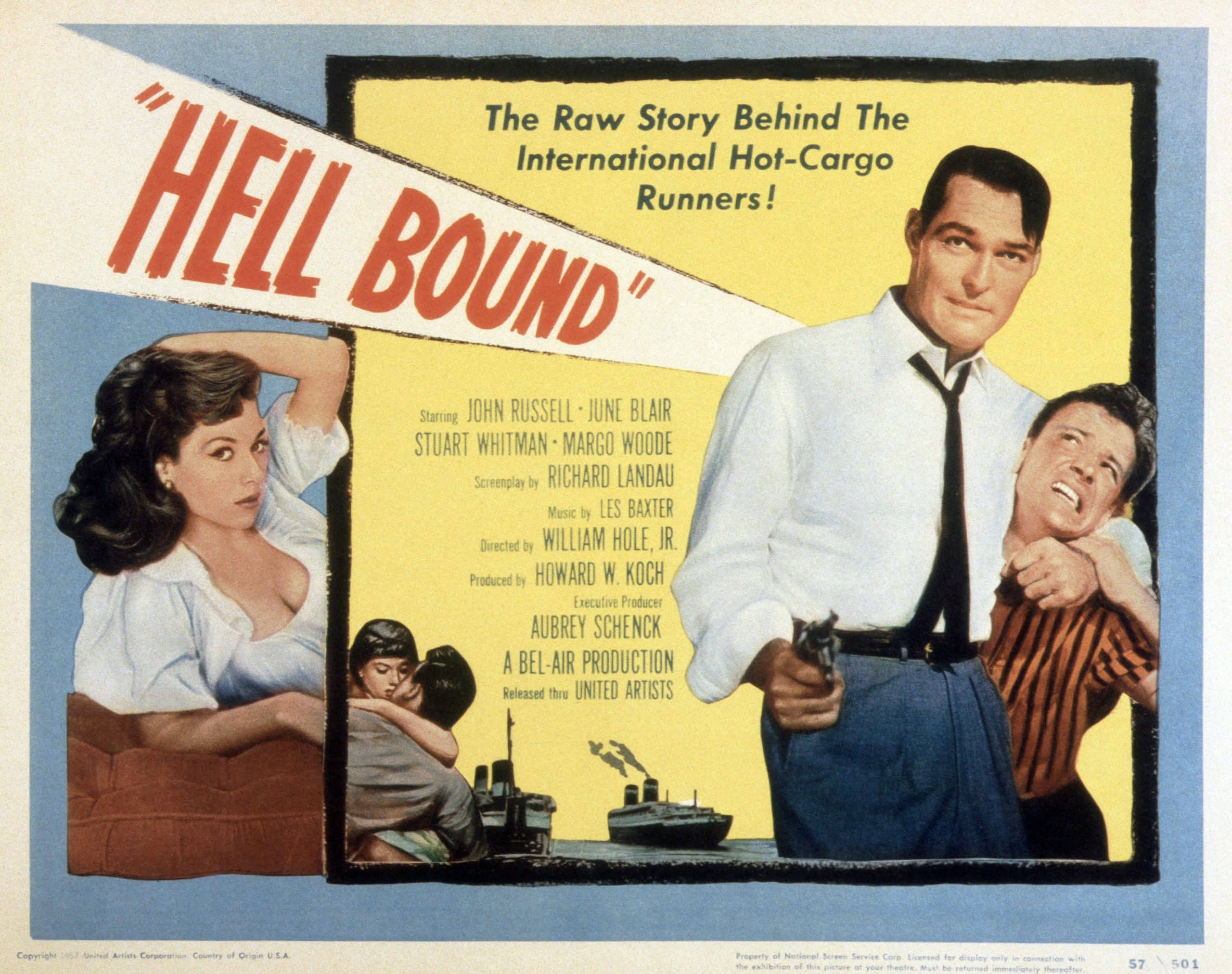 HELL BOUND, June Blair (left), John Russell (gun), 1957