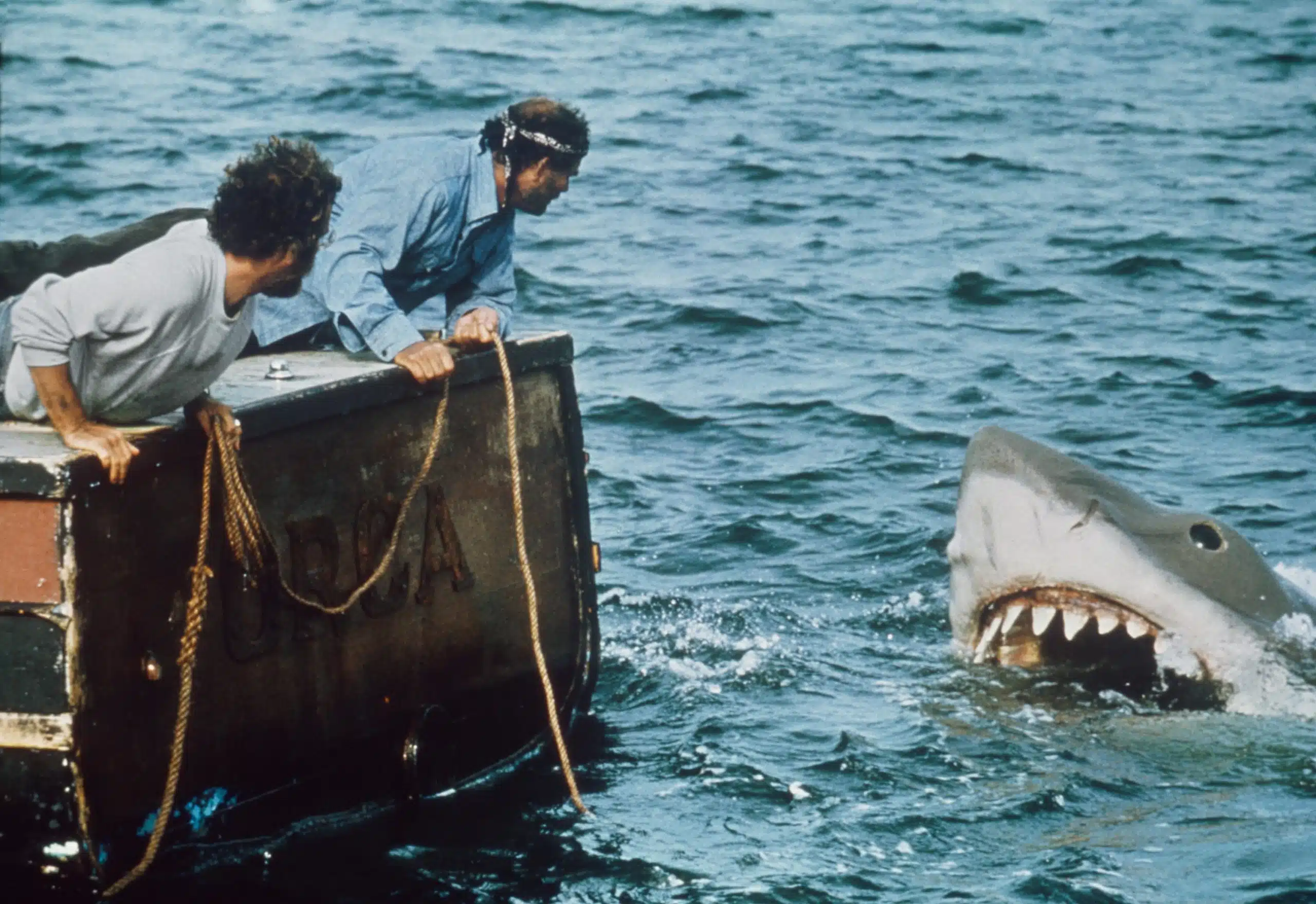 JAWS, from left: Richard Dreyfuss, Robert Shaw, 1975