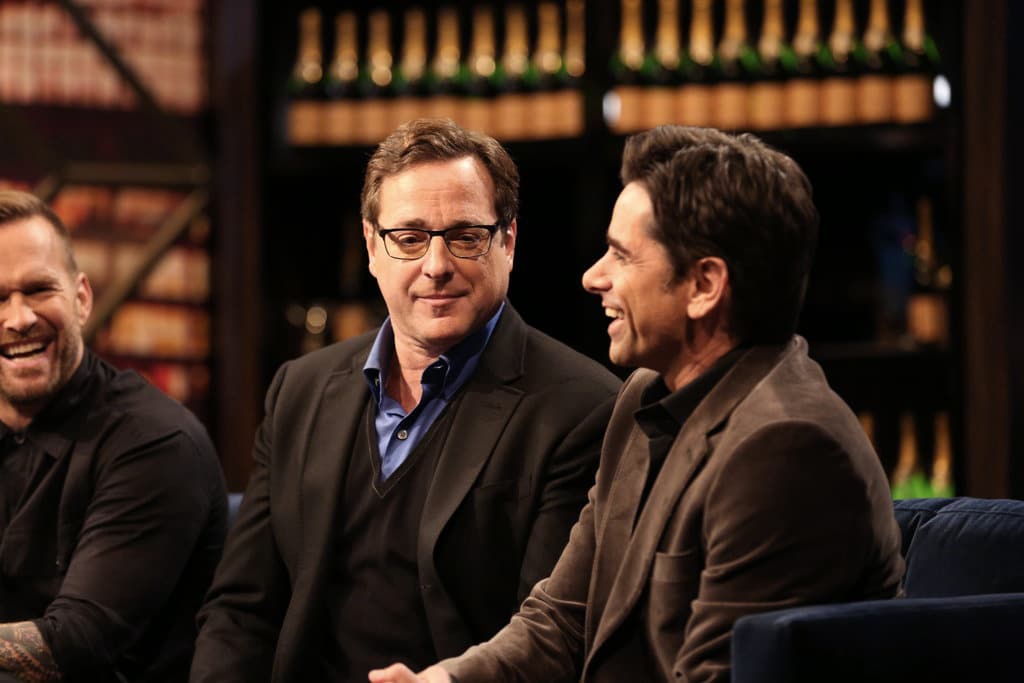 HOLLYWOOD GAME NIGHT, (from left): contestants Bob Harper, Bob Saget, John Stamos, 'NBC's New Year's Eve Game Night with Andy Cohen'