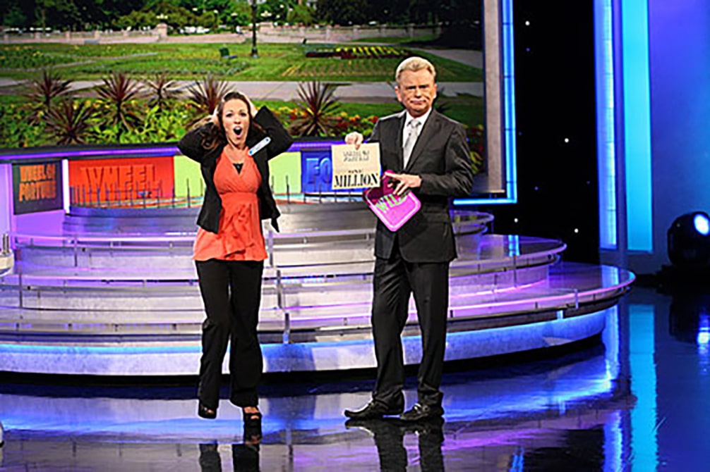Autumn Erhard and Pat Sajack on Wheel of Fortune
