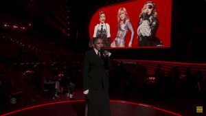 Madonna delivers a speech at the 2023 Grammys