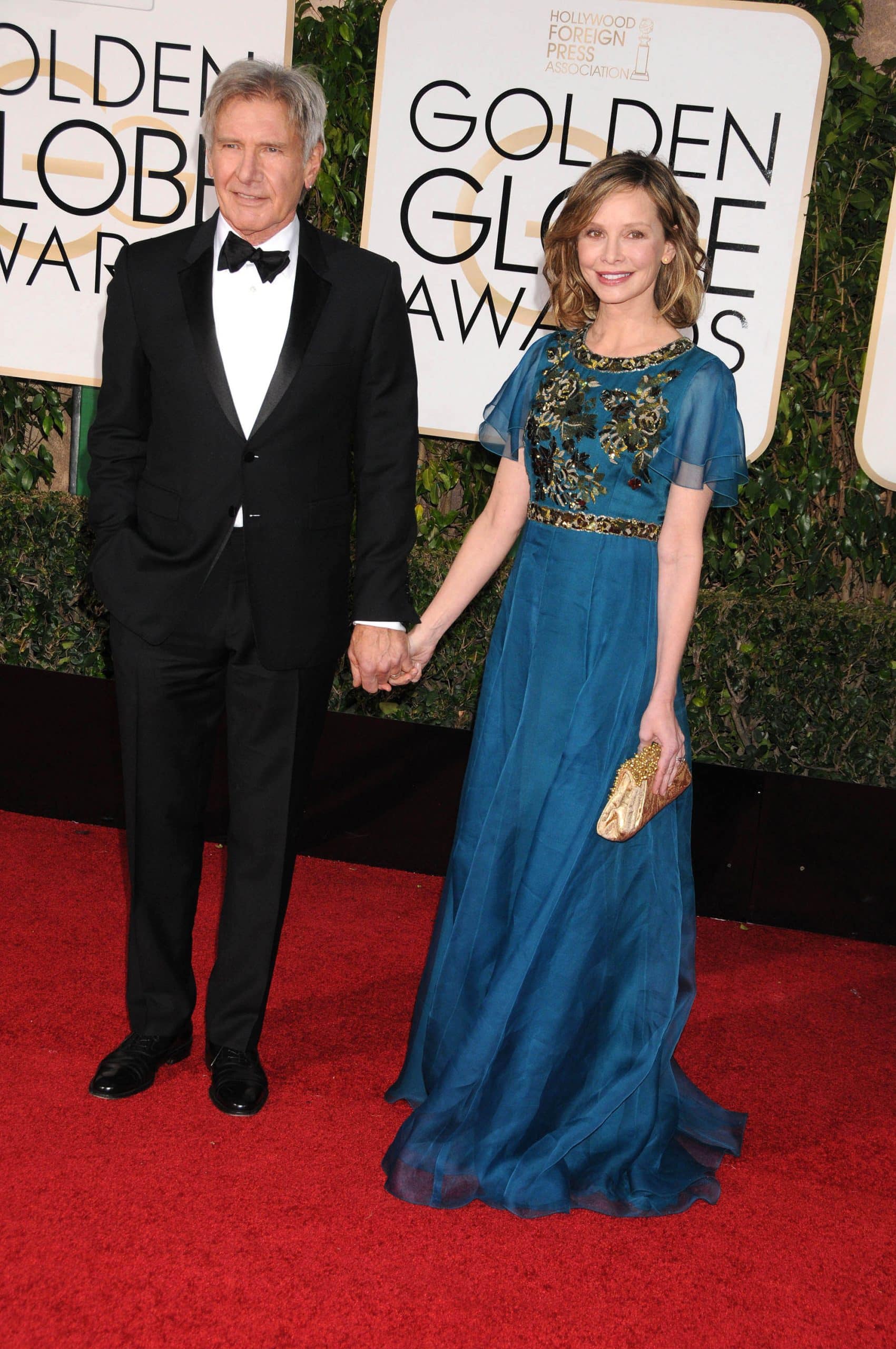 Harrison Ford and Calista Flockhart at The 73rd Annual Golden Globe Awards
