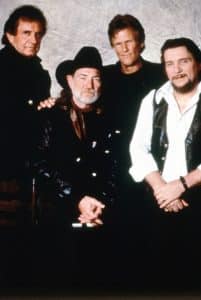 Johnny Cash, Willie Nelson, Kris Kristofferson, and Waylon Jennings, pioneers of the outlaw movement