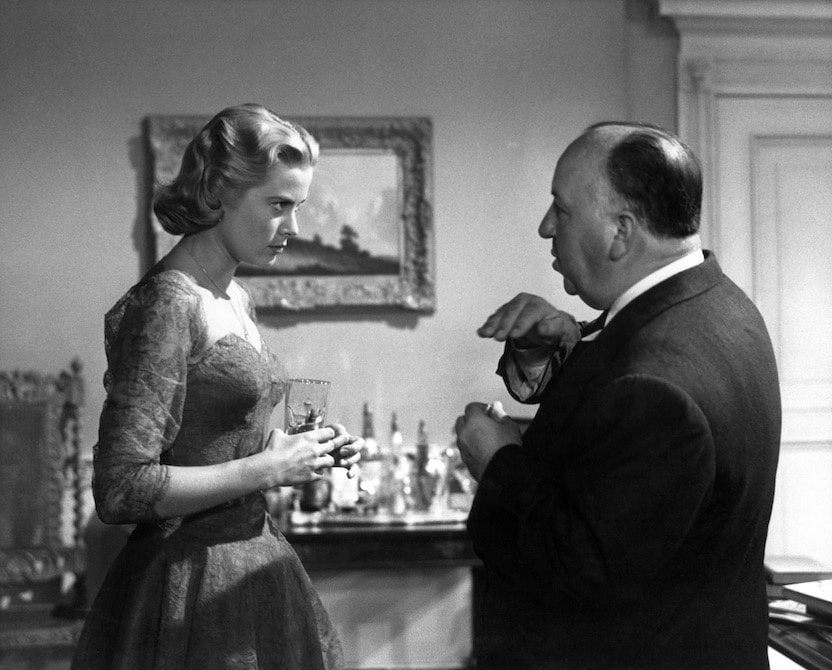 Gracy Kelly and Alfred Hitchcock.