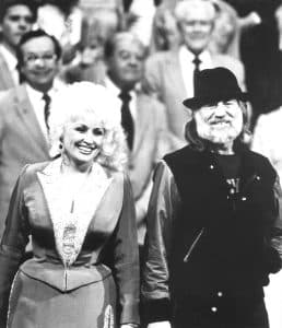 GRAND OLE OPRY 60TH ANNIVERSARY, from left: Dolly Parton, Willie Nelson
