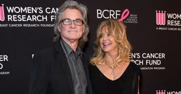 Kurt and Boston Russell and Goldie Hawn enjoy dinner out