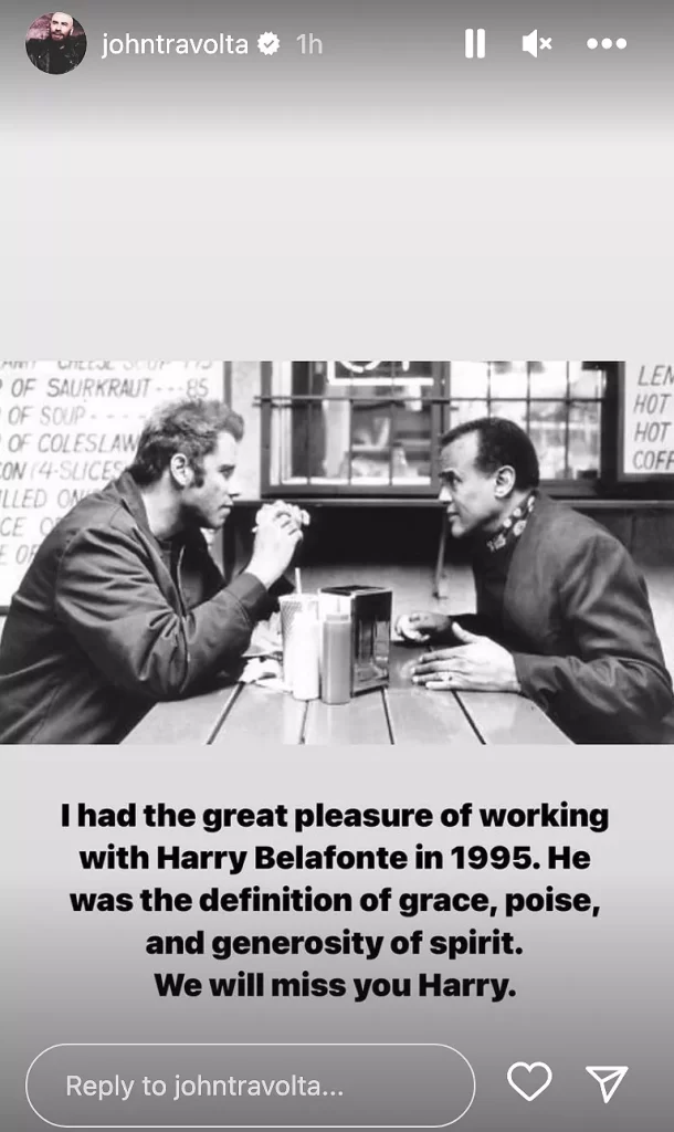 john travolta harry belafonte