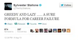 A tweet Stallone composed about Willis
