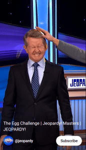 James Holzhauer didn't hesitate to crack an egg on Ken Jennings in the name of charity