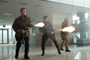 THE EXPENDABLES 2, from left: Arnold Schwarzenegger, Sylvester Stallone, Bruce Willis