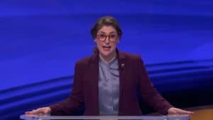 Mayim Bialik usually favors sweaters and long skirts