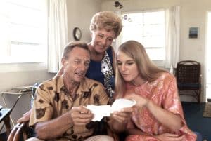 Richard Denning, during his stint on HAWAII FIVE-O, with his first wife, actress Evelyn Ankers, and their daughter, Diana Denning (aka DeeDee Denning)