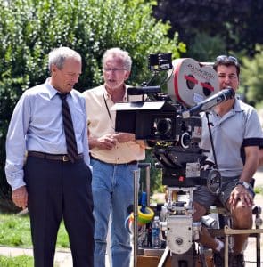 GRAN TORINO, from left: director Clint Eastwood, director of photography Tom Stern, camera operator Steve Campanelli