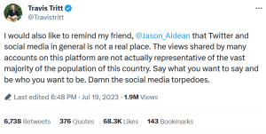 Travis Tritt further addressed the controversy behind a new song and music video by Jason Aldean