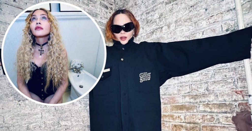 Madonna Wears Tiny Black Leotard And Poses On Toilet For Photoshoot