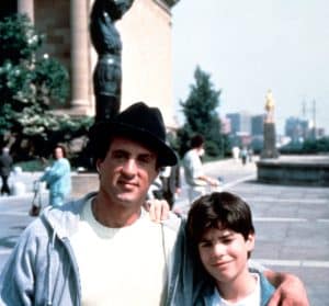 Sylvester Stallone with the first of his five children, Sage