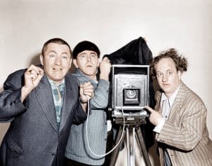 RHYTHM AND WEEP, from left: Curly Howard, Moe Howard, Larry Fine