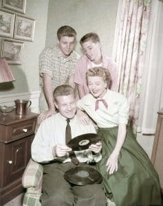 THE ADVENTURES OF OZZIE AND HARRIET, from top down: David Nelson, Ricky Nelson, Harriet Nelson, Ozzie Nelson