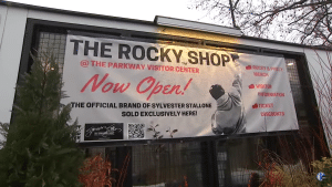 Stallone cut the ribbon at the new Rocky Shop