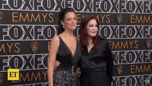 Grandmother and granddaughter Priscilla Presley and Riley Keough walk the red carpet at the Emmys