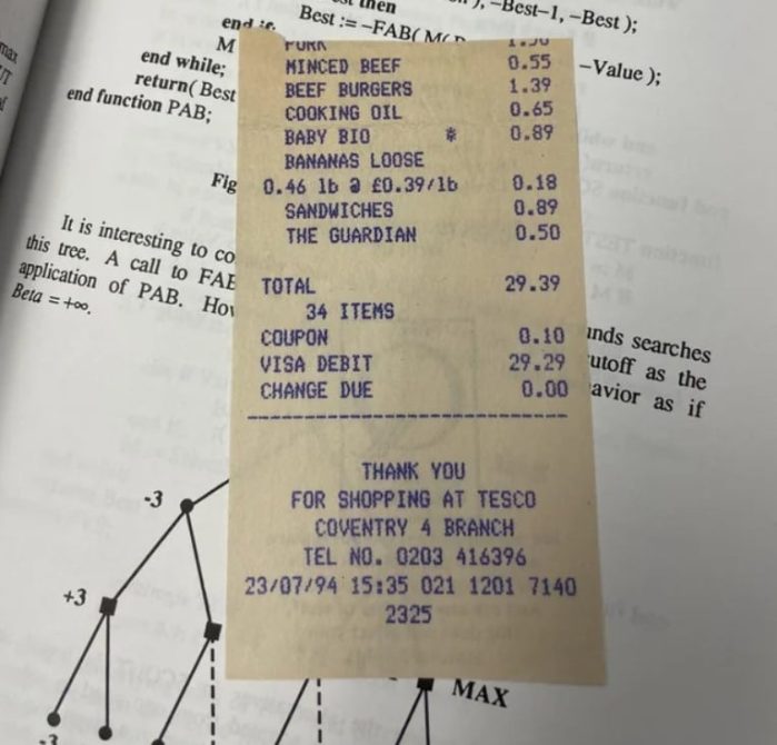30-yr-old supermarket receipt