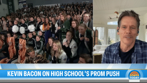 Kevin Bacon excitedly told the students at Payson High School, where Footloose was filmed, that he would attend their final prom