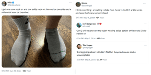 An intergenerational war has sprung up surrounding ankle socks, spurred on by Gen Z