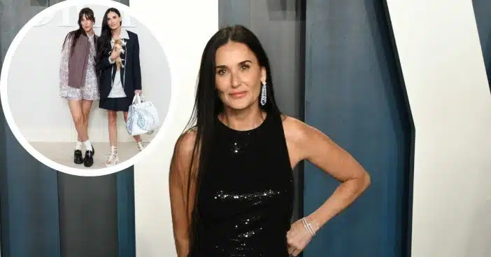 Demi Moore Shows Off Her Hot Legs In A Short Pant Suit