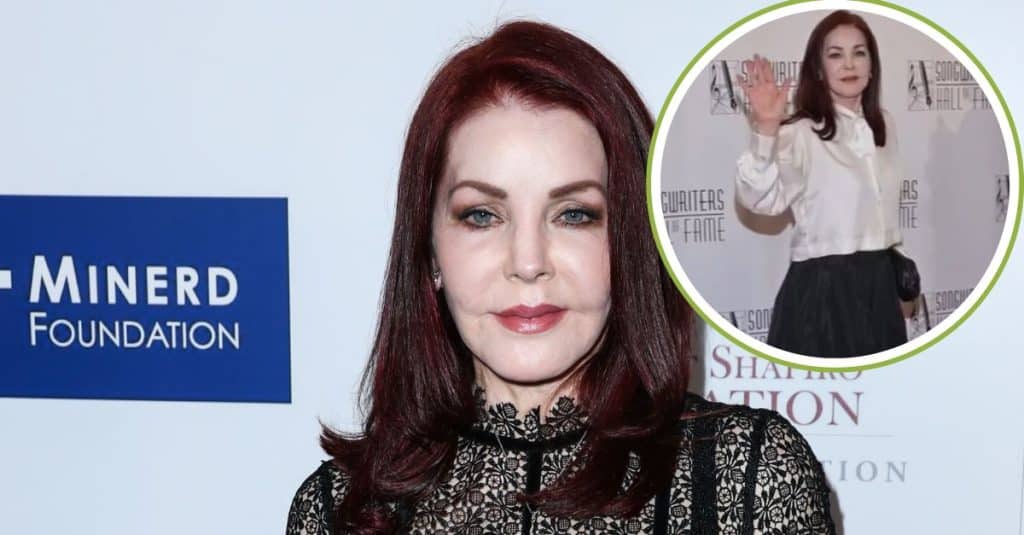 79-Year-Old Priscilla Presley Rocks Sleek White-On-Black Satin Ensemble