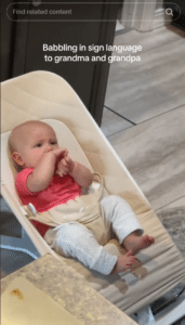 Baby Jane babbling in American Sign Language, or ASL, to her deaf grandparents