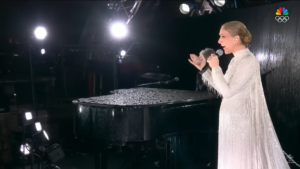 Celine Dion wore a sparkling dress designed by Maria Grazia Chiuri and made by Dior