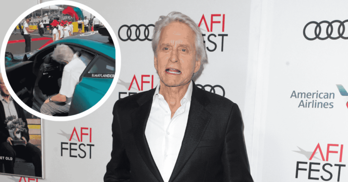 Michael Douglas hits head during f1