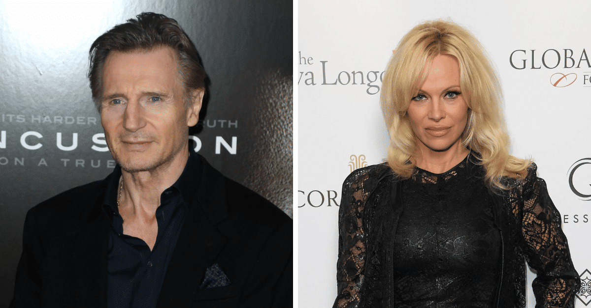 The Red Carpet Kiss Pamela Anderson Kisses Liam Neeson You Wont Believe This - qdv6as7