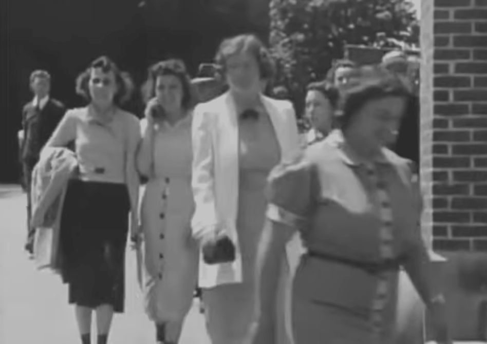 Woman in 1938 talking on cell phone 